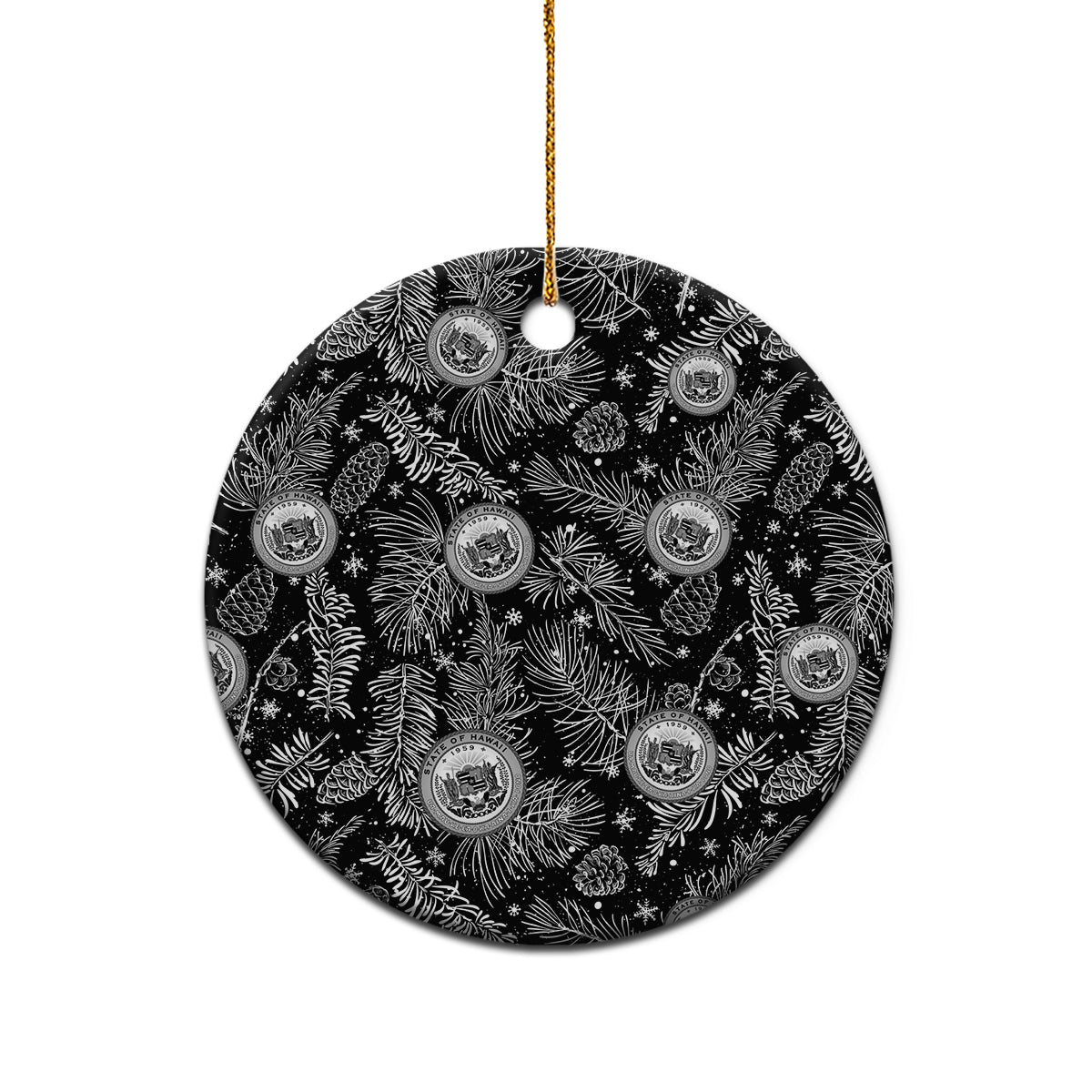 Hawaii Christmas Ceramic Ornament Tropical Style With Coat Of Arms LT14 - Polynesian Pride