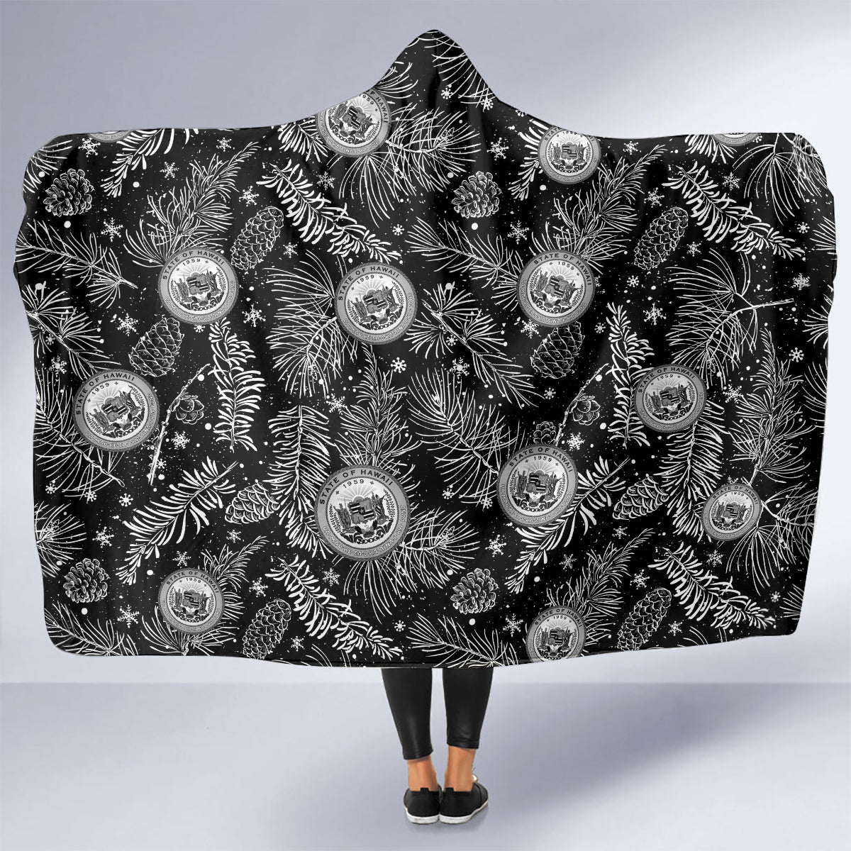 Hawaii Christmas Hooded Blanket Tropical Style With Coat Of Arms LT14 - Polynesian Pride