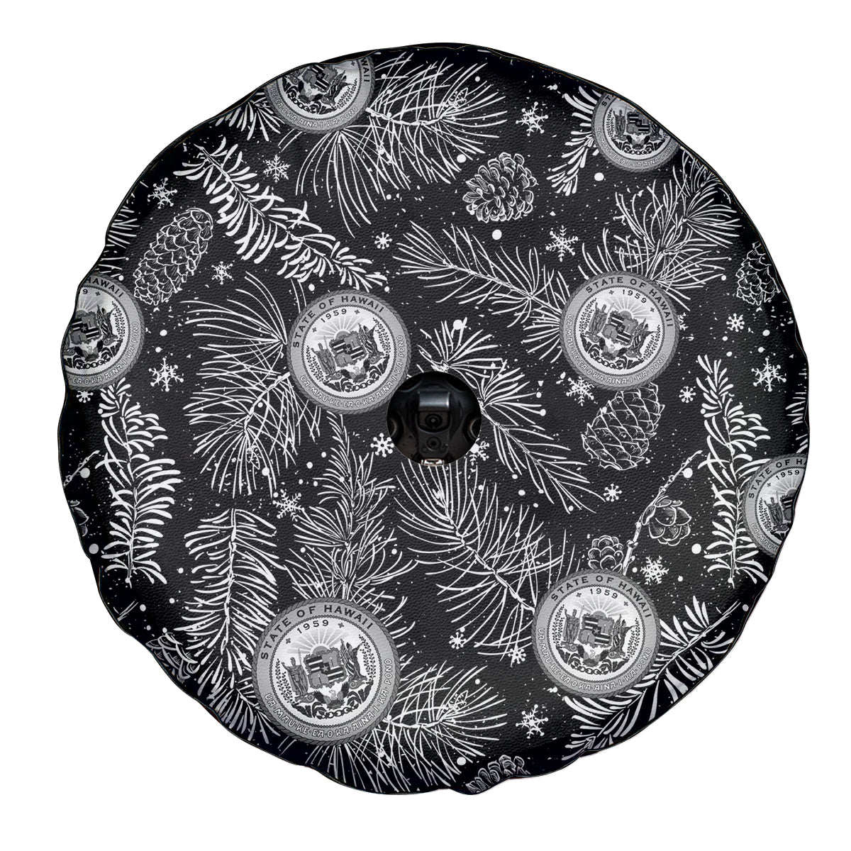 Hawaii Christmas Spare Tire Cover Tropical Style With Coat Of Arms LT14 - Polynesian Pride