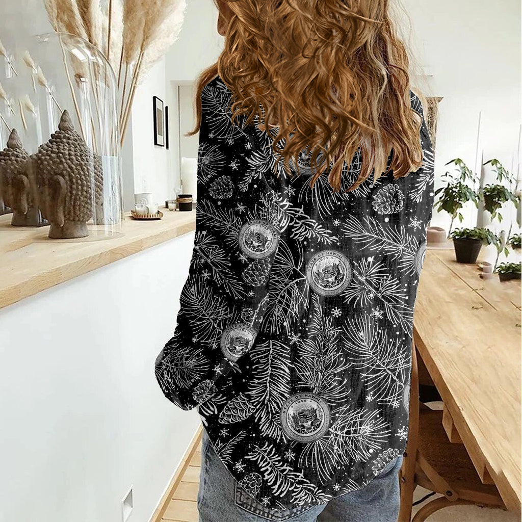 Hawaii Christmas Women Casual Shirt Tropical Style With Coat Of Arms LT14 - Polynesian Pride