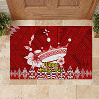Tonga King Tupou I Day Rubber Doormat Tongan Ngatu Pattern With Crown LT14 - Polynesian Pride