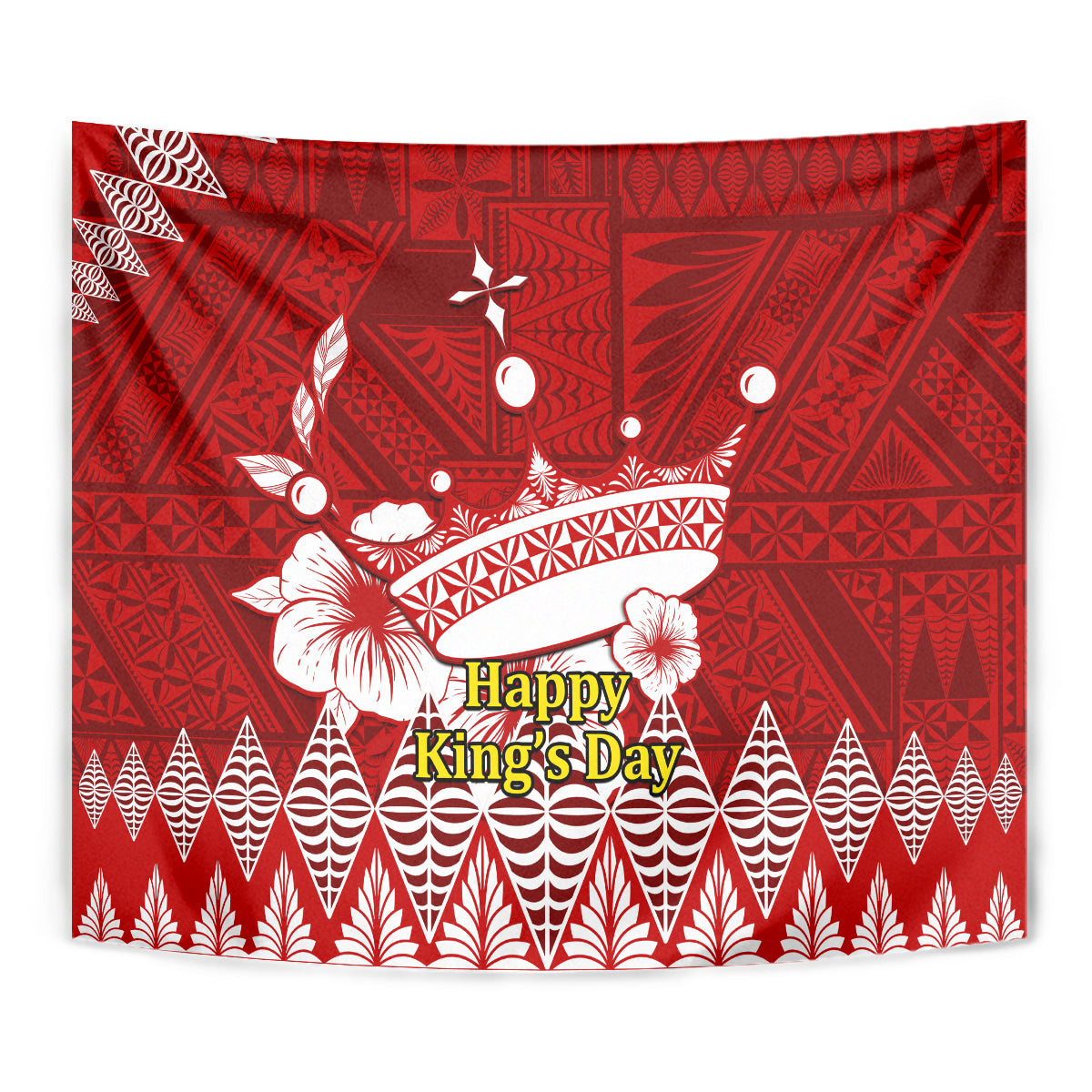 Tonga King Tupou I Day Tapestry Tongan Ngatu Pattern With Crown LT14 - Polynesian Pride