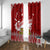 Tonga King Tupou I Day Window Curtain Tongan Ngatu Pattern With Crown LT14 With Grommets Red - Polynesian Pride