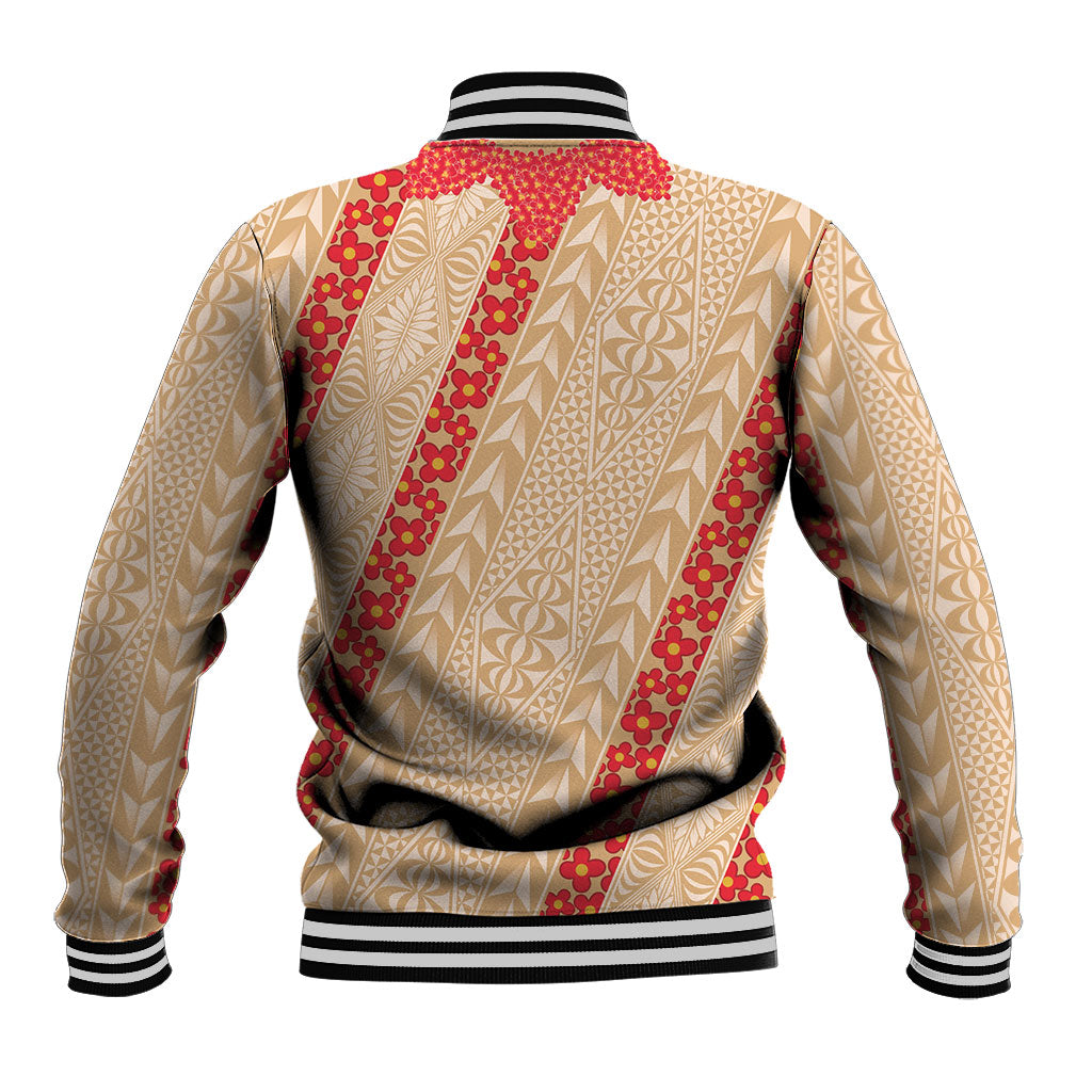 Malo e Lelei Tonga Baseball Jacket Heilala Lei Tongan Ngatu Pattern LT14 - Polynesian Pride