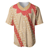Malo e Lelei Tonga Baseball Jersey Heilala Lei Tongan Ngatu Pattern LT14 Beige - Polynesian Pride