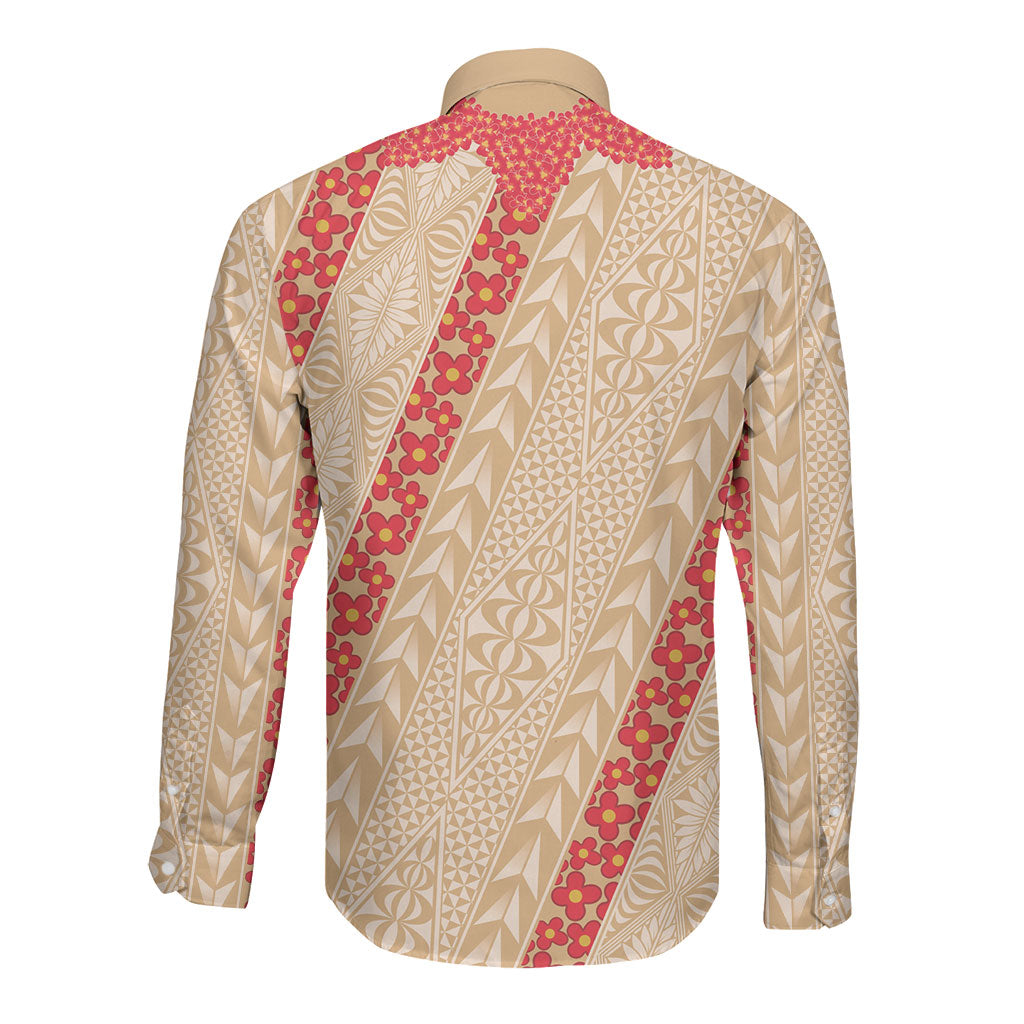 Malo e Lelei Tonga Long Sleeve Button Shirt Heilala Lei Tongan Ngatu Pattern LT14 - Polynesian Pride