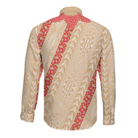 Malo e Lelei Tonga Long Sleeve Button Shirt Heilala Lei Tongan Ngatu Pattern LT14 - Polynesian Pride