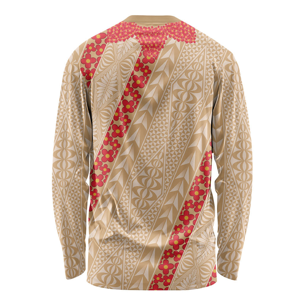 Malo e Lelei Tonga Long Sleeve Shirt Heilala Lei Tongan Ngatu Pattern LT14 - Polynesian Pride