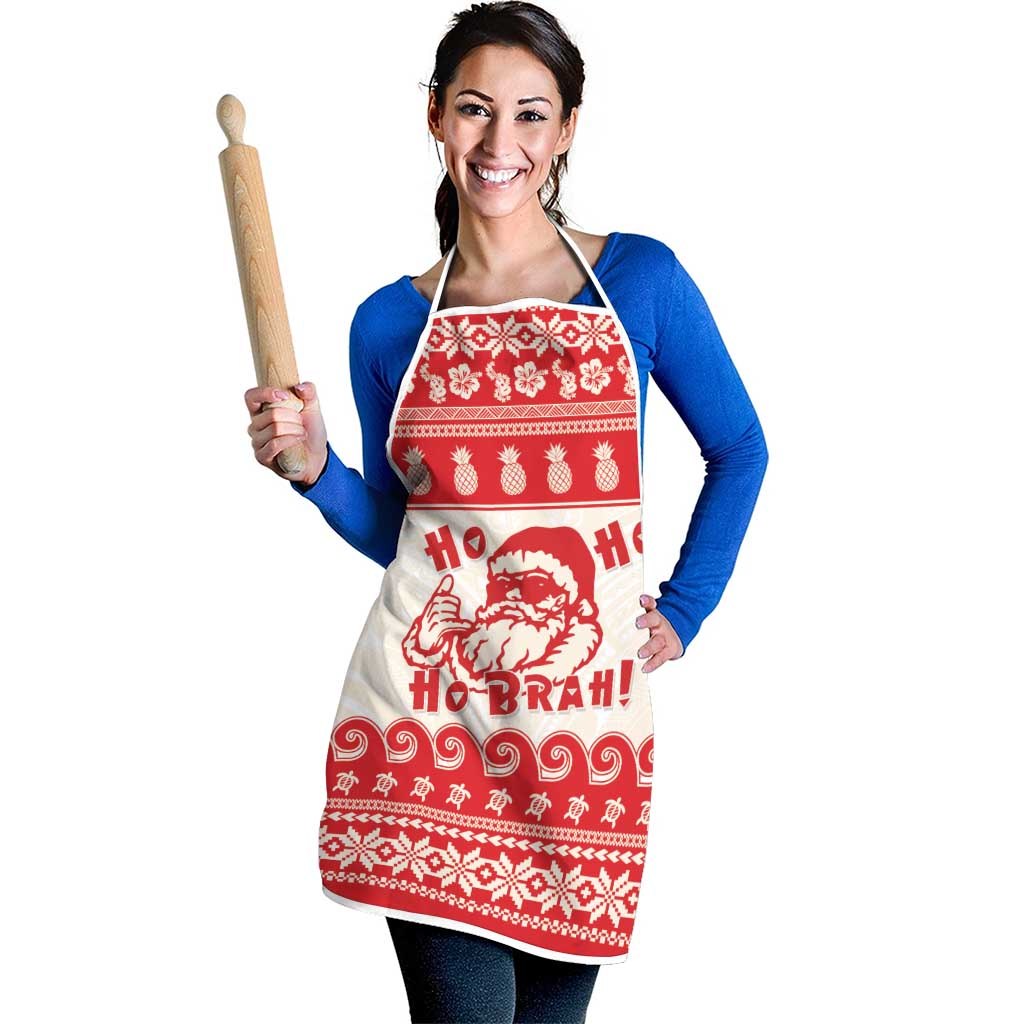 Red Mele Kalikimaka Hawaii Apron Funny Ho Ho Ho Santa Shaka - Polynesian Pride