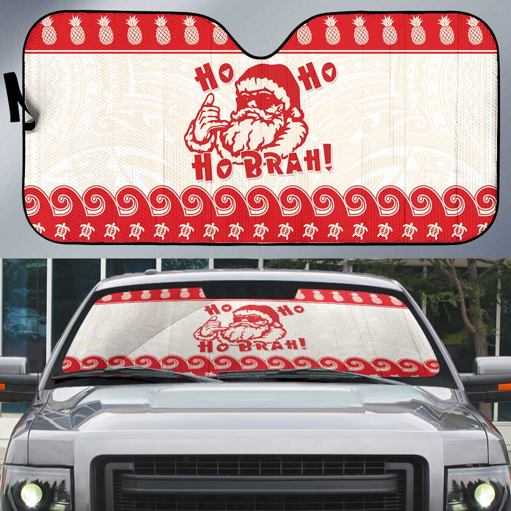 Red Mele Kalikimaka Hawaii Auto Sun Shade Funny Ho Ho Ho Santa Shaka - Polynesian Pride