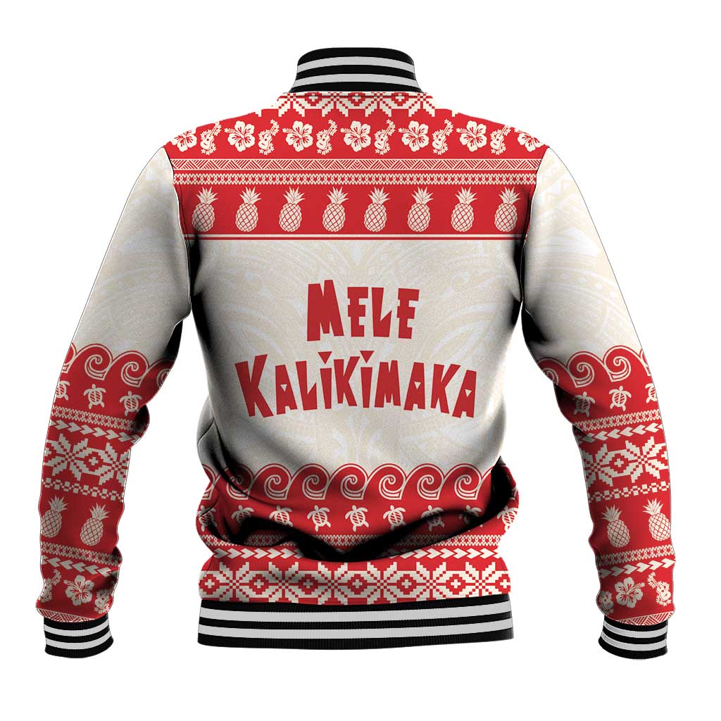 Red Mele Kalikimaka Hawaii Baseball Jacket Funny Ho Ho Ho Santa Shaka - Polynesian Pride