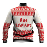 Red Mele Kalikimaka Hawaii Baseball Jacket Funny Ho Ho Ho Santa Shaka - Polynesian Pride
