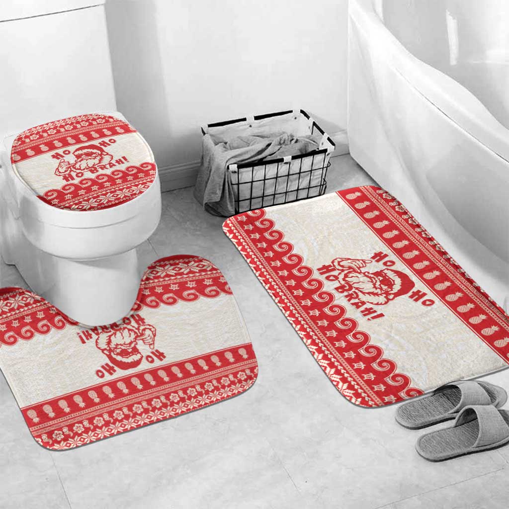 Red Mele Kalikimaka Hawaii Bathroom Set Funny Ho Ho Ho Santa Shaka - Polynesian Pride