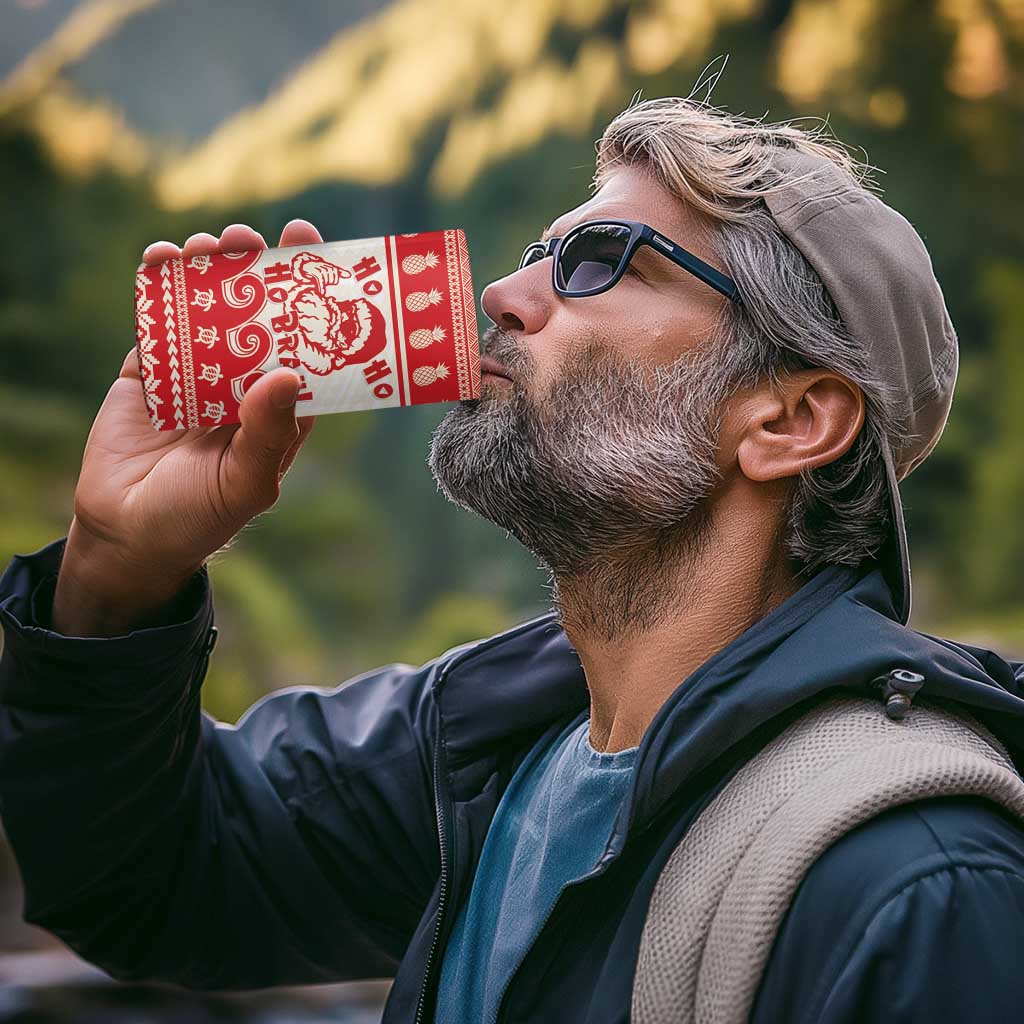Red Mele Kalikimaka Hawaii 4 in 1 Can Cooler Tumbler Funny Ho Ho Ho Santa Shaka - Polynesian Pride