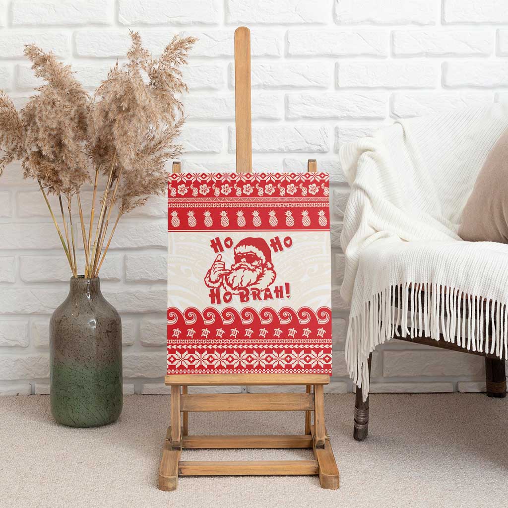 Red Mele Kalikimaka Hawaii Canvas Wall Art Funny Ho Ho Ho Santa Shaka - Polynesian Pride