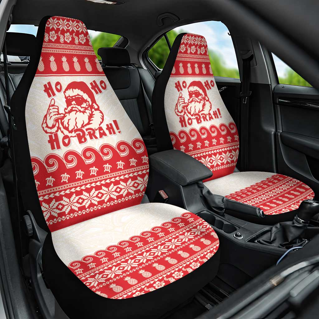 Red Mele Kalikimaka Hawaii Car Seat Cover Funny Ho Ho Ho Santa Shaka - Polynesian Pride