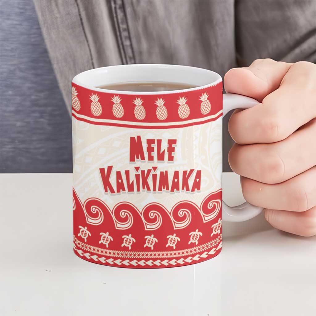 Red Mele Kalikimaka Hawaii Ceramic Mug Funny Ho Ho Ho Santa Shaka - Polynesian Pride