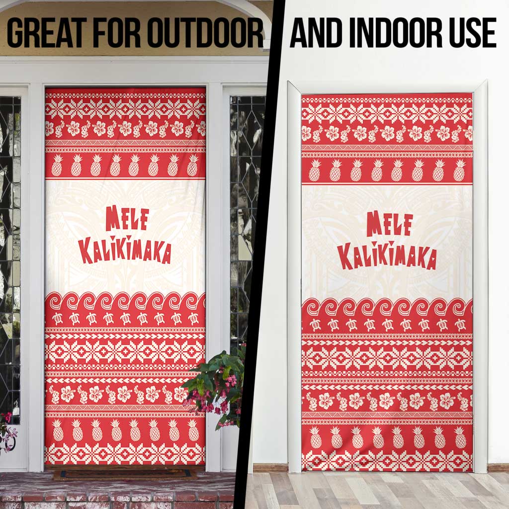 Red Mele Kalikimaka Hawaii Door Cover Funny Ho Ho Ho Santa Shaka - Polynesian Pride