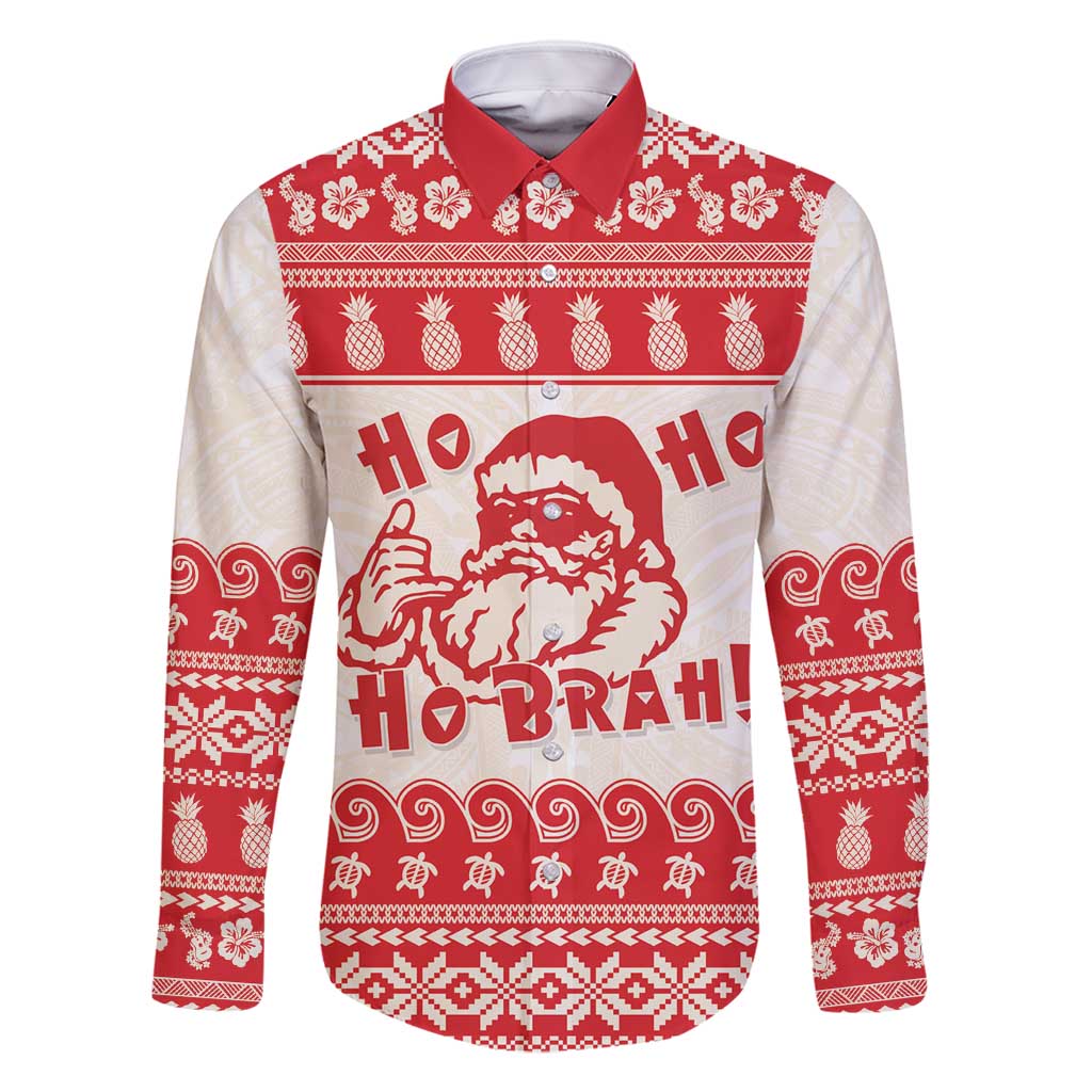 Red Mele Kalikimaka Hawaii Family Matching Mermaid Dress and Hawaiian Shirt Funny Ho Ho Ho Santa Shaka - Polynesian Pride