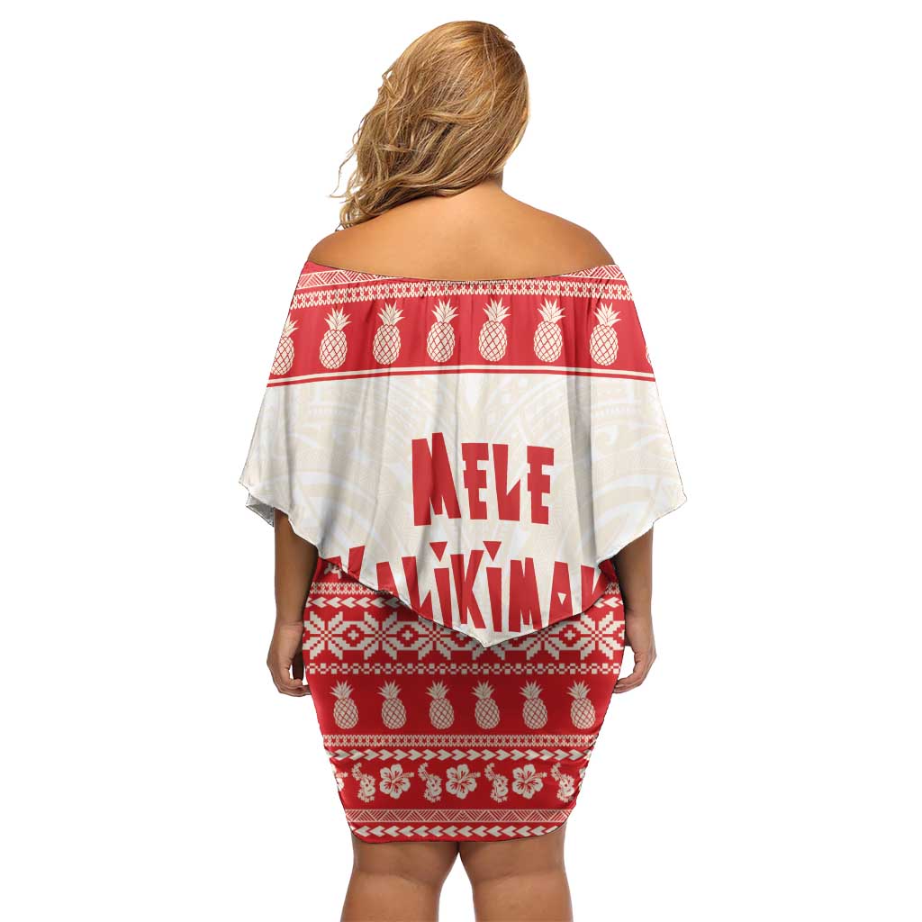 Red Mele Kalikimaka Hawaii Family Matching Off Shoulder Short Dress and Hawaiian Shirt Funny Ho Ho Ho Santa Shaka LT14 - Polynesian Pride