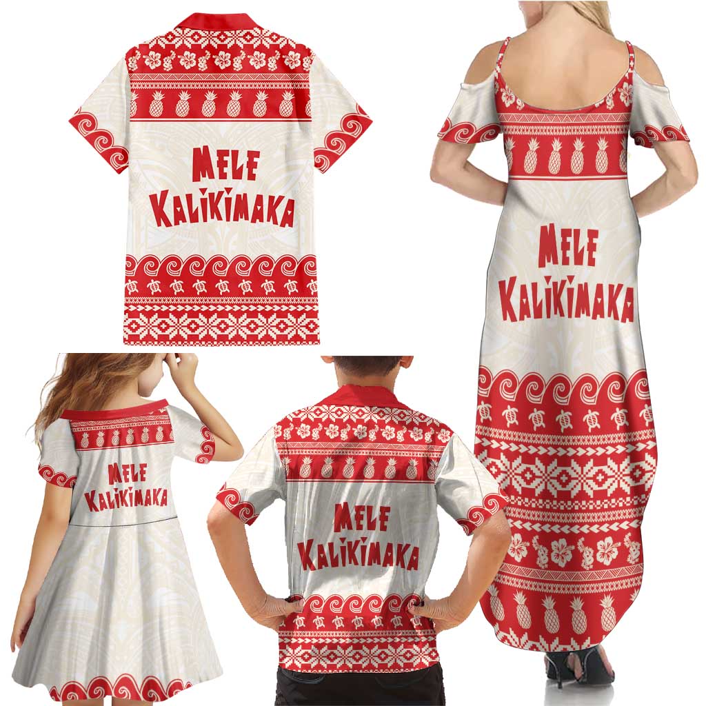 Red Mele Kalikimaka Hawaii Family Matching Summer Maxi Dress and Hawaiian Shirt Funny Ho Ho Ho Santa Shaka LT14 - Polynesian Pride