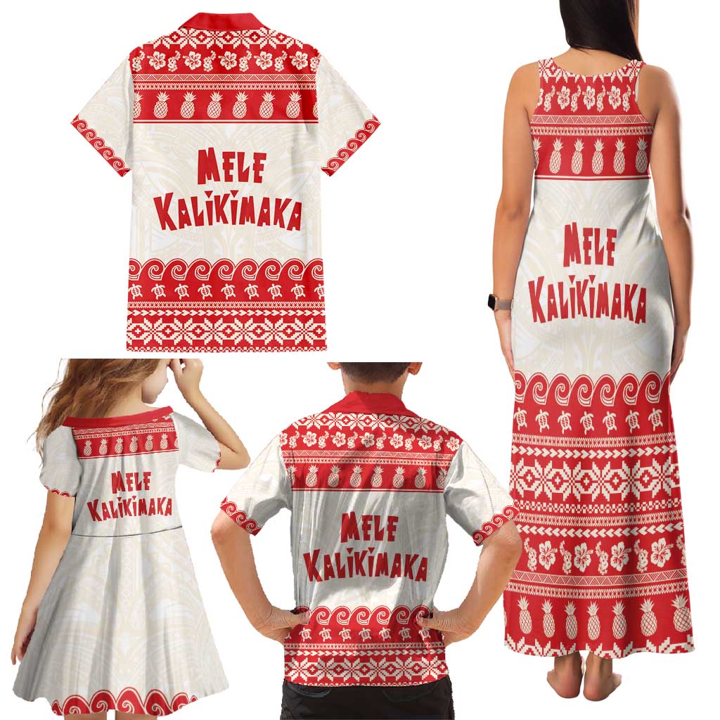 Red Mele Kalikimaka Hawaii Family Matching Tank Maxi Dress and Hawaiian Shirt Funny Ho Ho Ho Santa Shaka - Polynesian Pride