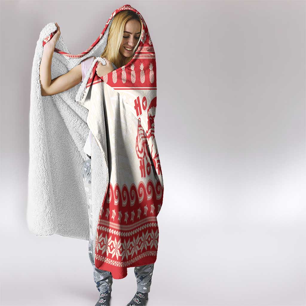 Red Mele Kalikimaka Hawaii Hooded Blanket Funny Ho Ho Ho Santa Shaka - Polynesian Pride