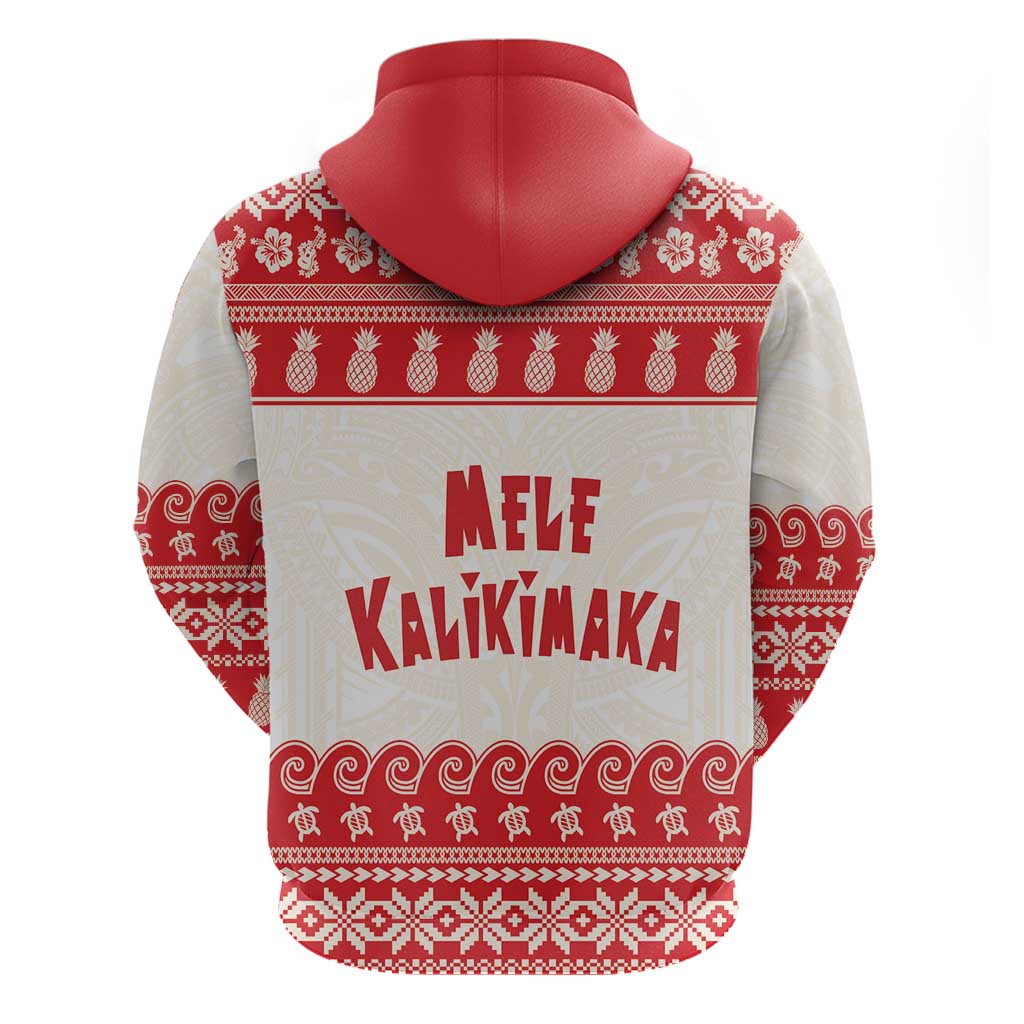 Red Mele Kalikimaka Hawaii Hoodie Funny Ho Ho Ho Santa Shaka - Polynesian Pride