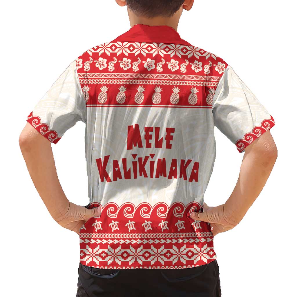 Red Mele Kalikimaka Hawaii Kid Hawaiian Shirt Funny Ho Ho Ho Santa Shaka - Polynesian Pride