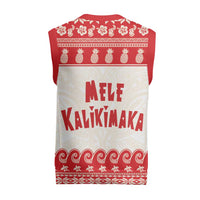 Red Mele Kalikimaka Hawaii Christmas Knitted V-Neck Vest Funny Ho Ho Ho Santa Shaka - Polynesian Pride