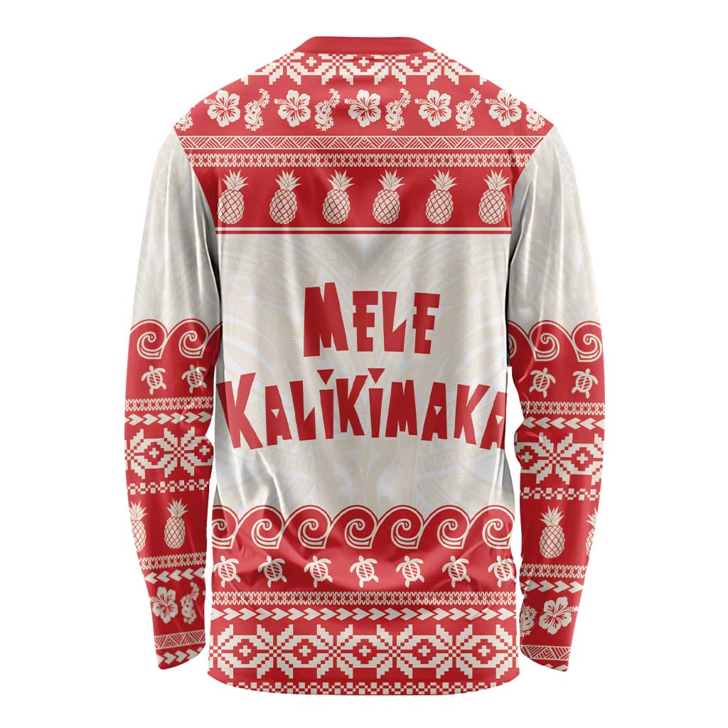 Red Mele Kalikimaka Hawaii Long Sleeve Shirt Funny Ho Ho Ho Santa Shaka - Polynesian Pride