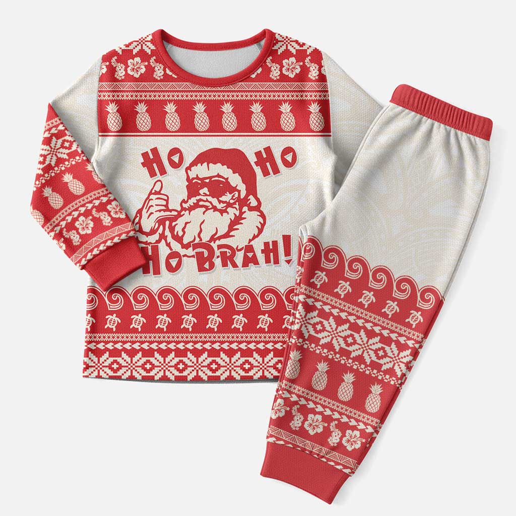 Red Mele Kalikimaka Hawaii Christmas Pajama Set Funny Ho Ho Ho Santa Shaka - Polynesian Pride
