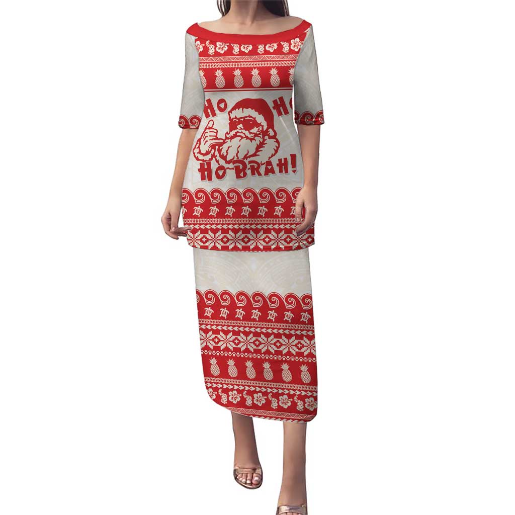 Red Mele Kalikimaka Hawaii Puletasi Funny Ho Ho Ho Santa Shaka - Polynesian Pride