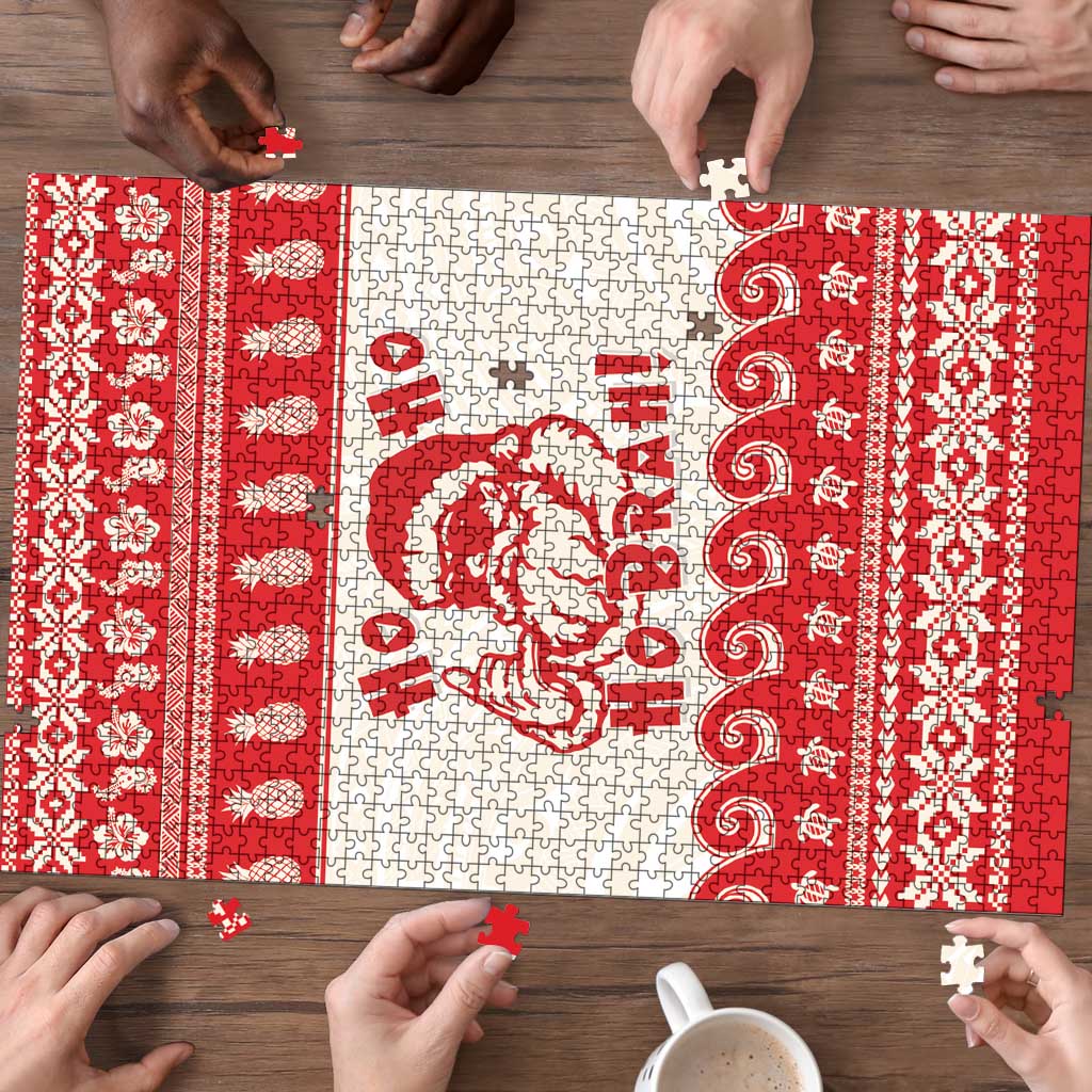 Red Mele Kalikimaka Hawaii Puzzle Funny Ho Ho Ho Santa Shaka - Polynesian Pride