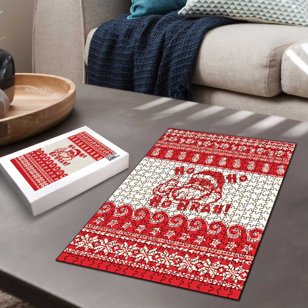 Red Mele Kalikimaka Hawaii Puzzle Funny Ho Ho Ho Santa Shaka - Polynesian Pride