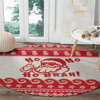 Red Mele Kalikimaka Hawaii Round Carpet Funny Ho Ho Ho Santa Shaka - Polynesian Pride