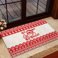 Red Mele Kalikimaka Hawaii Rubber Doormat Funny Ho Ho Ho Santa Shaka - Polynesian Pride