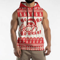 Red Mele Kalikimaka Hawaii Sleeveless Hoodie Funny Ho Ho Ho Santa Shaka - Polynesian Pride