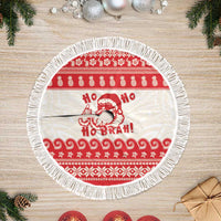 Red Mele Kalikimaka Hawaii Tree Skirt Funny Ho Ho Ho Santa Shaka - Polynesian Pride