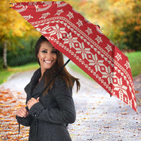 Red Mele Kalikimaka Hawaii Umbrella Funny Ho Ho Ho Santa Shaka - Polynesian Pride