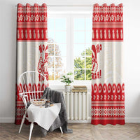 Red Mele Kalikimaka Hawaii Window Curtain Funny Ho Ho Ho Santa Shaka - Polynesian Pride