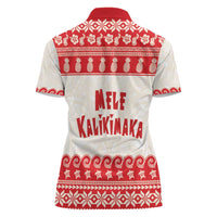 Red Mele Kalikimaka Hawaii Women Polo Shirt Funny Ho Ho Ho Santa Shaka - Polynesian Pride