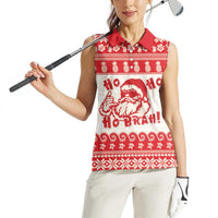 Red Mele Kalikimaka Hawaii Women Sleeveless Polo Shirt Funny Ho Ho Ho Santa Shaka - Polynesian Pride