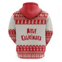 Red Mele Kalikimaka Hawaii Zip Hoodie Funny Ho Ho Ho Santa Shaka - Polynesian Pride