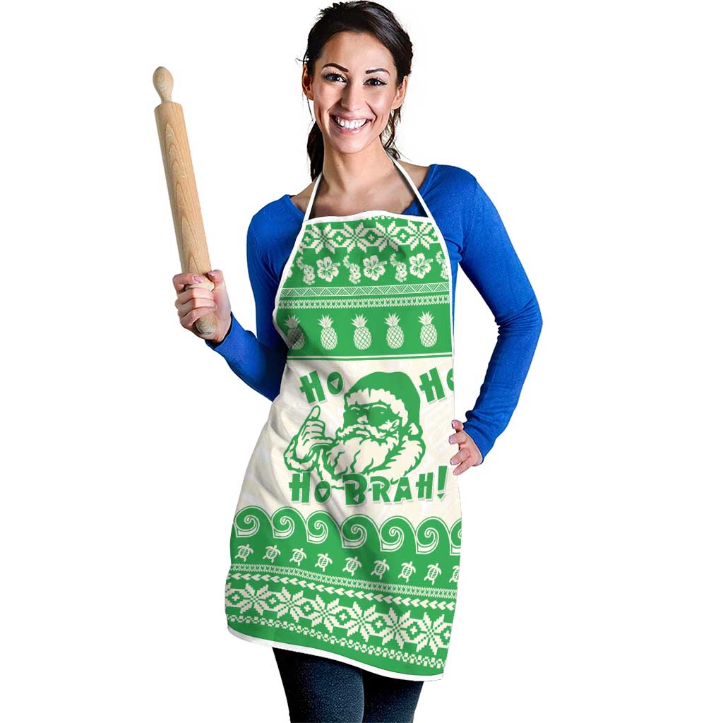 Green Mele Kalikimaka Hawaii Apron Funny Ho Ho Ho Santa Shaka - Polynesian Pride