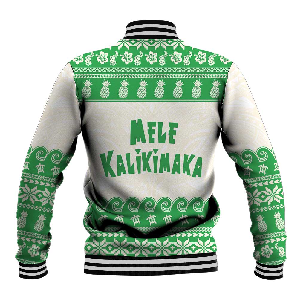 Green Mele Kalikimaka Hawaii Baseball Jacket Funny Ho Ho Ho Santa Shaka - Polynesian Pride