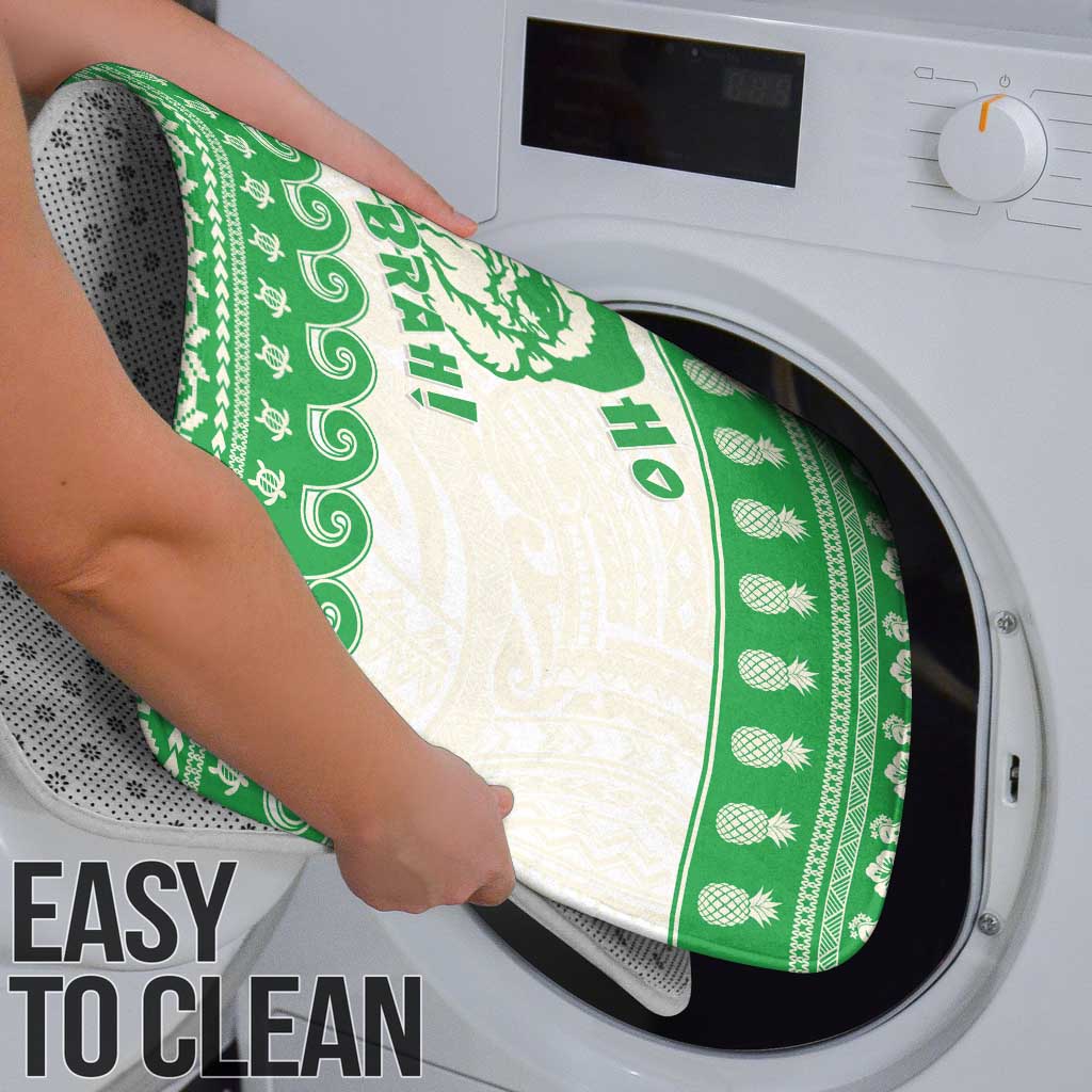 Green Mele Kalikimaka Hawaii Bathroom Set Funny Ho Ho Ho Santa Shaka - Polynesian Pride