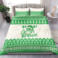 Green Mele Kalikimaka Hawaii Bedding Set Funny Ho Ho Ho Santa Shaka - Polynesian Pride