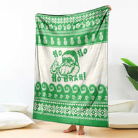 Green Mele Kalikimaka Hawaii Blanket Funny Ho Ho Ho Santa Shaka - Polynesian Pride