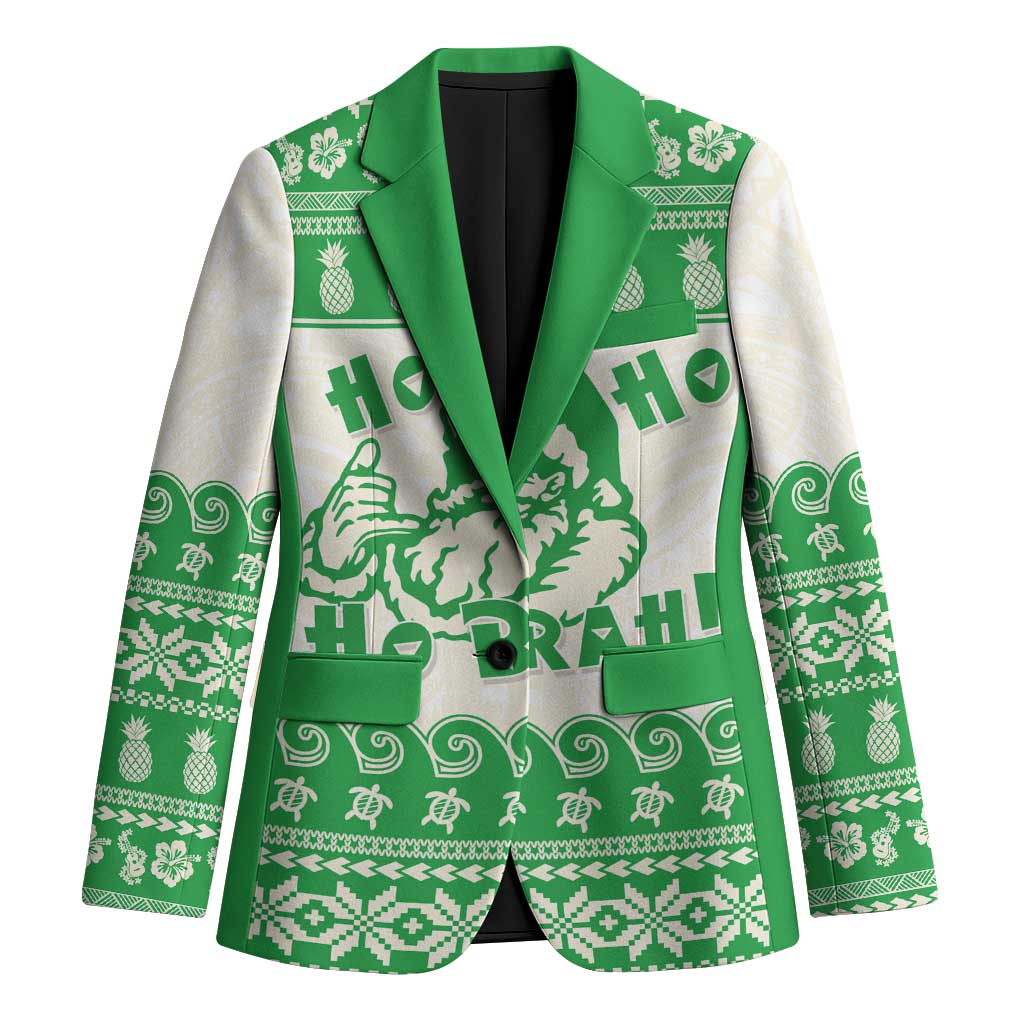 Green Mele Kalikimaka Hawaii Blazer Funny Ho Ho Ho Santa Shaka - Polynesian Pride